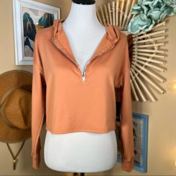 CALI SPORTSWEAR Cropped Yoga Short Pullover Hoodie Sweatshirt Medium - Picture 2 of 9